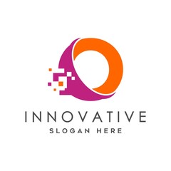 Obraz premium Business corporate letter O logo design vector. Colorful digital letter icon template for technology.