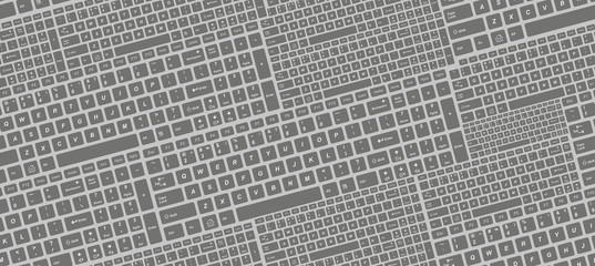 Seamless pattern with computer keyboard keys. isolated on gray background
