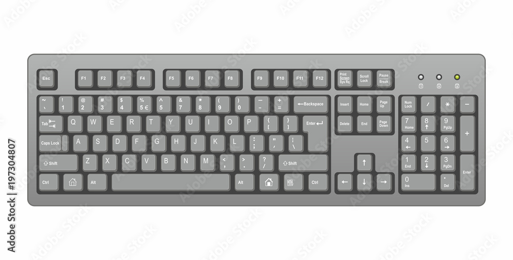 Poster black computer keyboard. isolated on white background