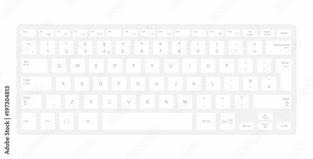 Poster white computer keyboard. isolated on white background