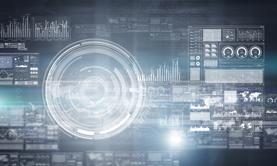 Charts and graphs holograms on screen