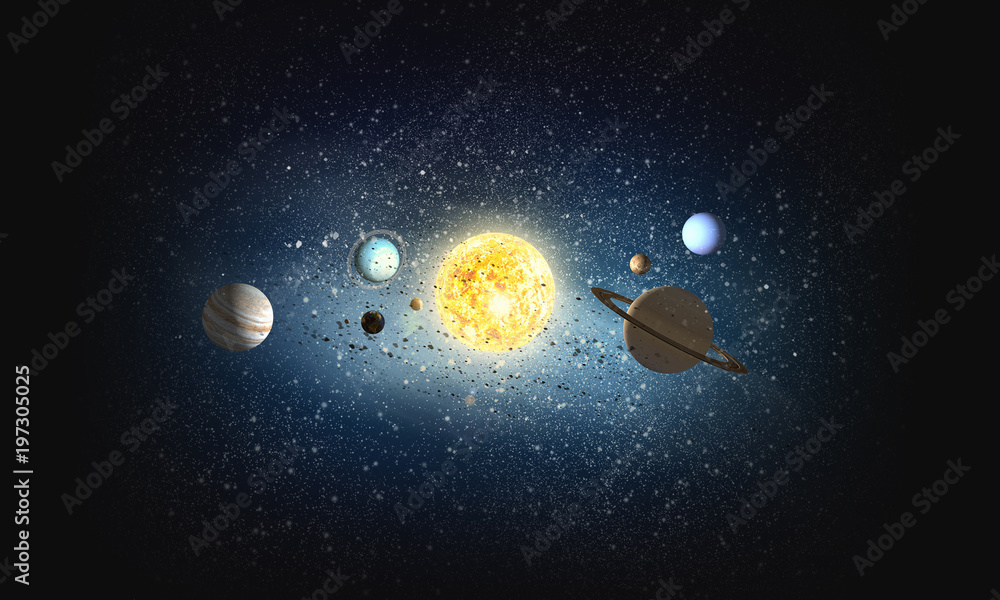 Canvas Prints system of planets . mixed media