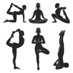 Popular yoga pilates silhouette set
