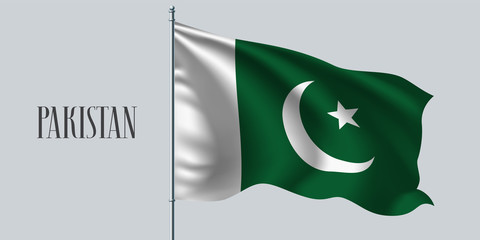 Pakistan waving flag on flagpole vector illustration