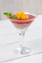 fruit dessert with mint