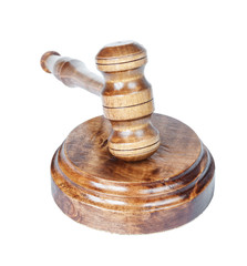 Gavel and soundblock on white background