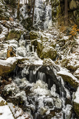 Fototapeta na wymiar Frozen waterfall in the Erzgebirge
