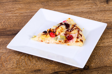 Sweet pizza with fruits