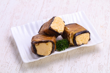 Eggplant with cheese roll