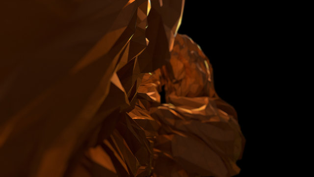 Computer generated smooth gem shaped abstract background. Gold Color.