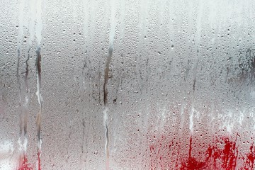 Water droplets condensation background of dew on glass window, humidity and foggy blank background....