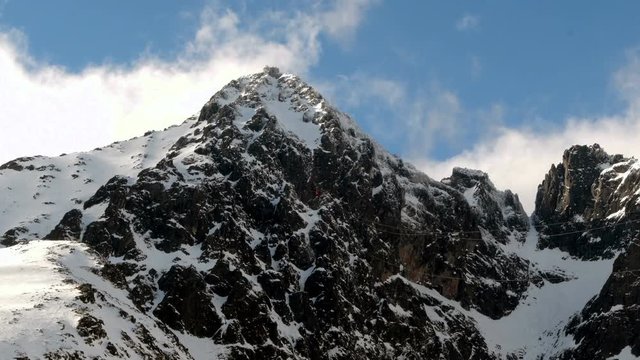 Lomnicky stit hill in Tatra mountains winter landscape timelapse