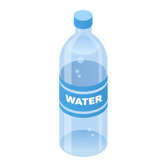 Bottle of water color isometric style icon with outline, food concept illustration