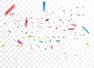 Celebration with Colorful confetti, isolated on transparent background