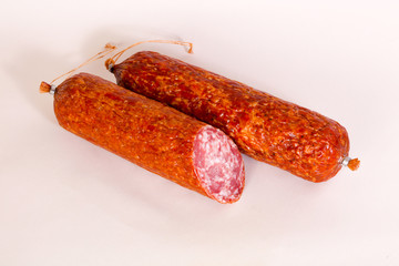 Salamy sausage isolated
