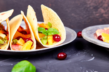 Fruit tacos. Summer snacks.