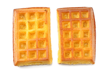 Belgian waffle isolated on white background