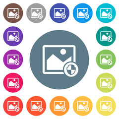 Protect image flat white icons on round color backgrounds