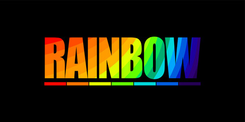 Rainbow, an isolated word with a rainbow image inside the word. The font is straight and solid.