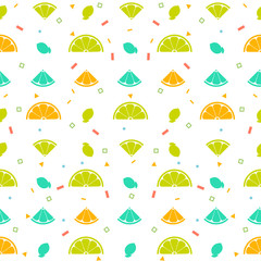 Lemon orange fruits seamless pattern background vector format