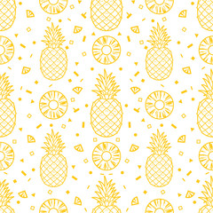 Pineapple fruits seamless pattern background vector format