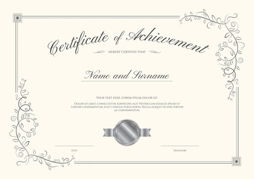 Luxury certificate template with elegant border frame, Diploma design for graduation or completion