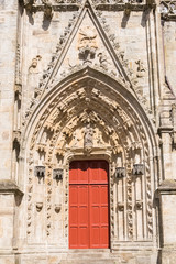 Fototapeta premium Quimper in Brittany, the Saint-Corentin cathedral, entry porch 