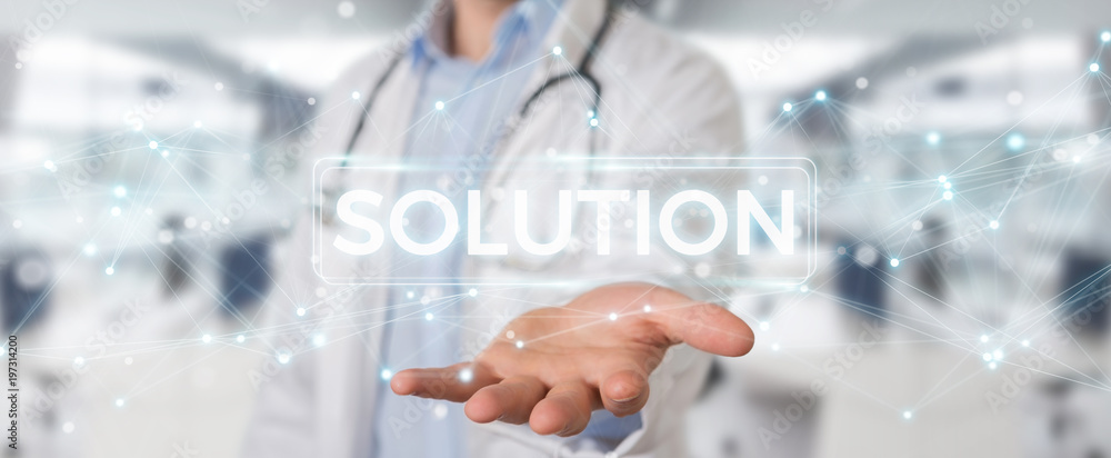 Leinwandbilder Doctor using modern digital solution interface 3D rendering