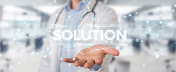 Doctor using modern digital solution interface 3D rendering