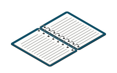 vector illustration of isometric 3D perspective notebook for notes. Notebook for desktop