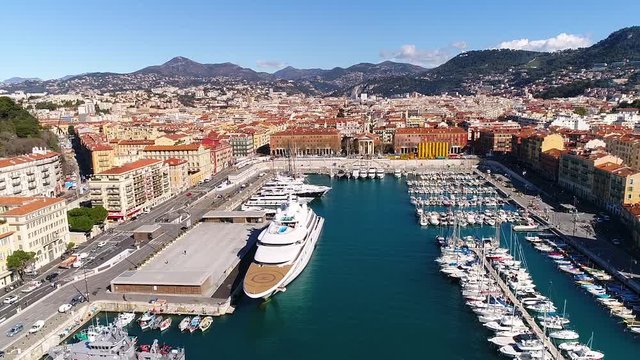 France, Nice, Aerial view of Nice Harbor, HD (1920X1080)