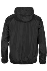 Warm black windbreaker jacket with hood