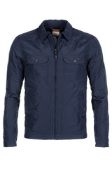 Warm navy blue windbreaker jacket with hood © eightstock
