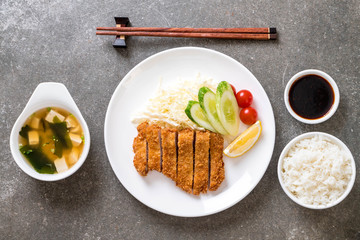 Japanese deep fried pork cutlet (tonkatsu set)