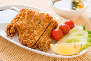 Japanese deep fried pork cutlet (tonkatsu set)