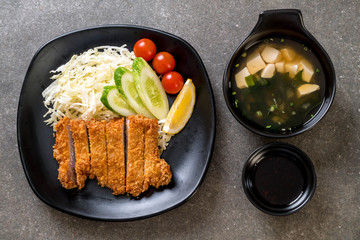 Japanese deep fried pork cutlet (tonkatsu set)