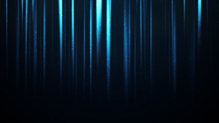 Flying particles in vertical blue light rays
