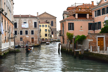 Fototapeta na wymiar Water Transport on the Grand Canal, Venice, Italy, including gondolas and vaporettos