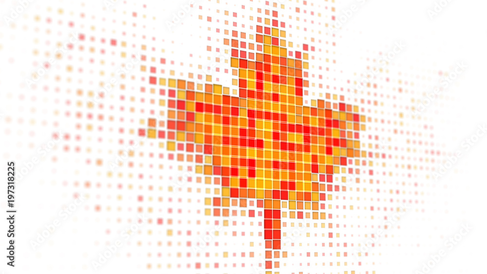 Poster maple leaf shape on monitor 3d render