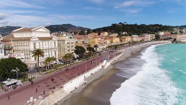 Nice, France, Aerial view of promenade des Anglais, Cote d'Azur, HD (1920X1080)
