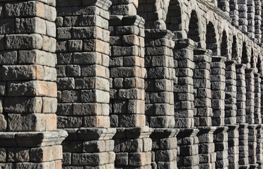 Ancient Roman aqueduct bridge of Segovia, Castilla Leon, Spain 