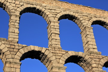 Ancient Roman aqueduct bridge of Segovia, Castilla Leon, Spain 