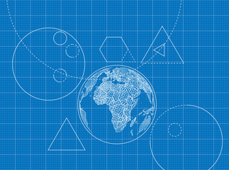 Fototapeta premium Blueprint of circle World