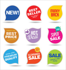 Modern sale stickers and tags colorful collection
