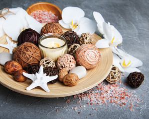 Spa concept with white orchids