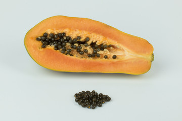 papaya seed sweet fruit on white background