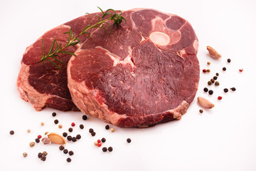 fresh lamb meat on a white background