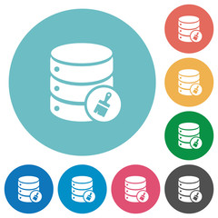 Database paste data flat round icons