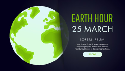 Illustration of Earth hour. 25 march. 