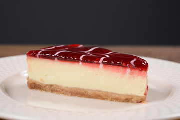 Cheesecake macro on white plate